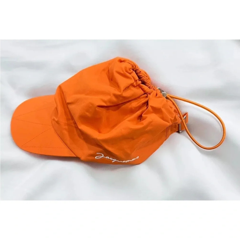 Jacquemus La Casquette Cache Orange Baseball Cap NWT For Pony Tail Sz 60